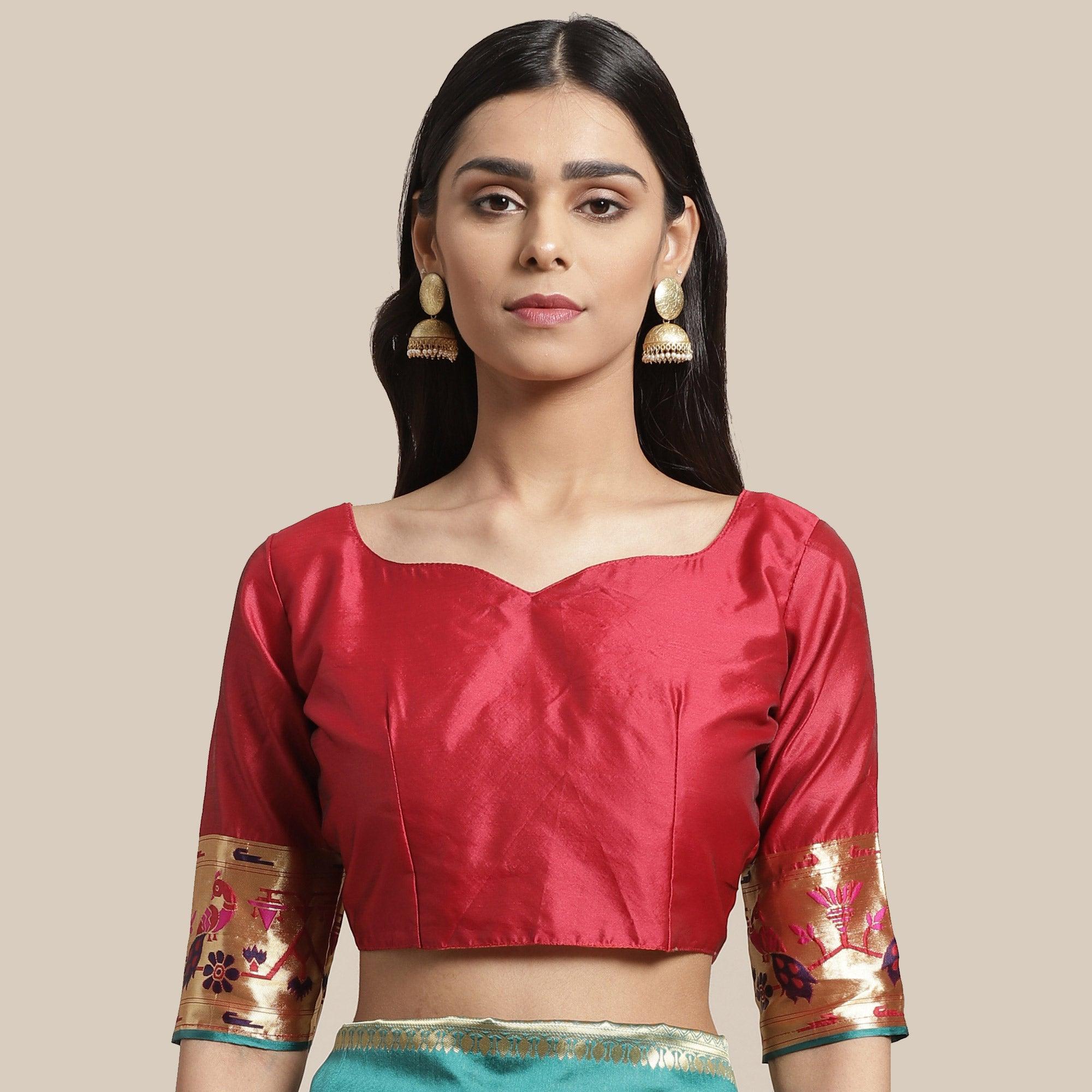 Ideal Rama Green Colored Festive Wear Woven Silk Blend Saree - Peachmode