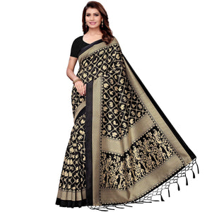 Imposing Black Colored Festive Wear Art Silk Saree - Peachmode