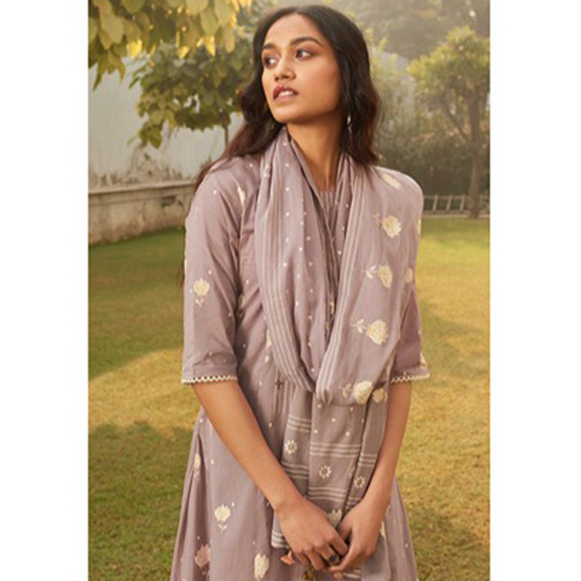 Imposing Light Brown Colored Casual Wear Printed Pure Cotton Suit - Peachmode