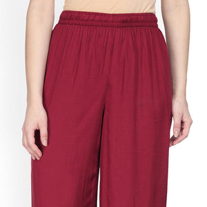 Imposing Maroon Colored Casual Wear Rayon Palazzo - Peachmode