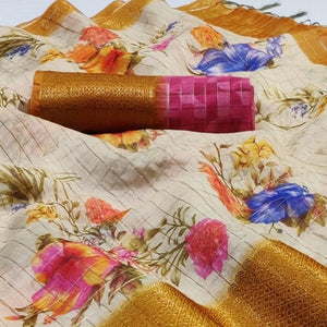 Imposing Offwhite Colored Festive Wear Woven Banarasi Silk Saree - Peachmode
