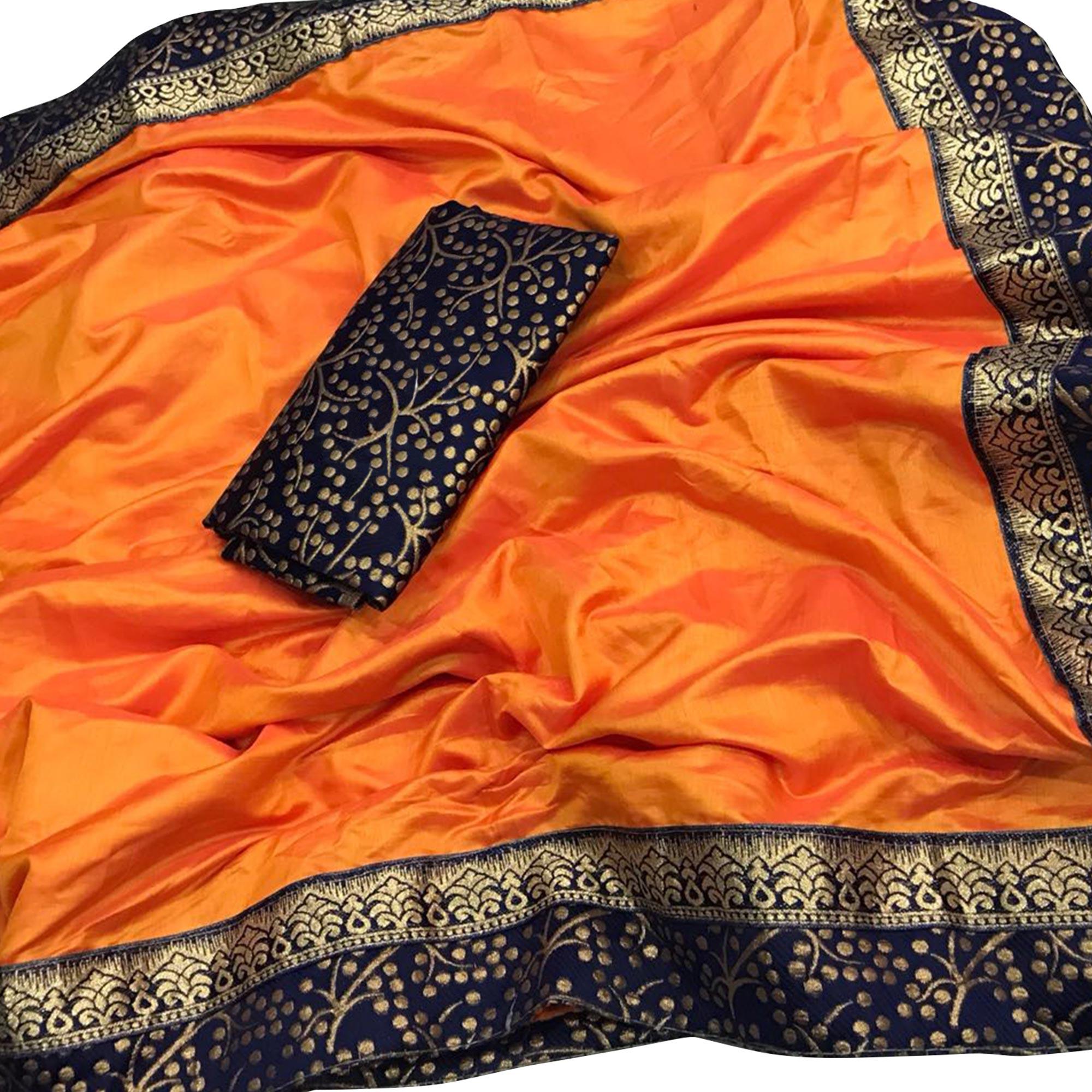 Imposing Orange Colored Festive Wear Art Silk Saree - Peachmode