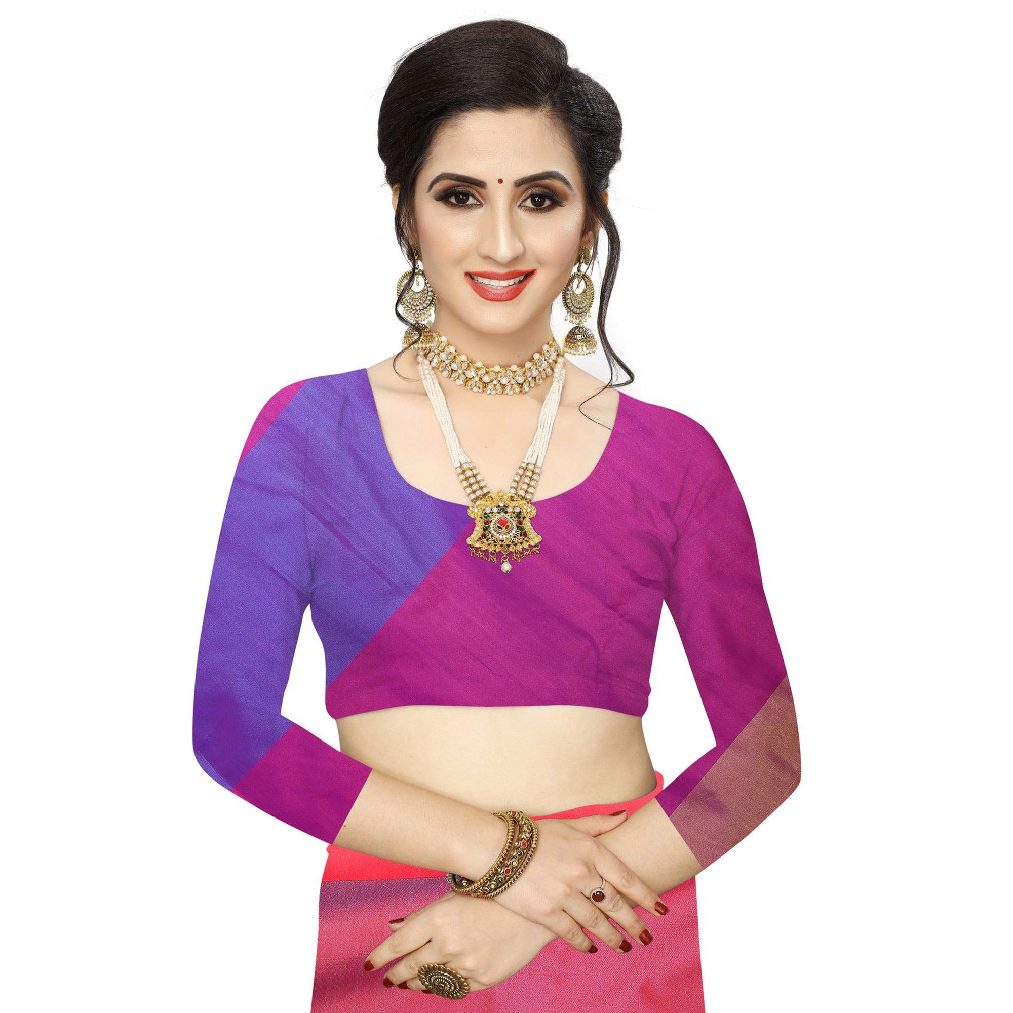Imposing Orange Colored Festive Wear Woven Sana Silk Saree - Peachmode