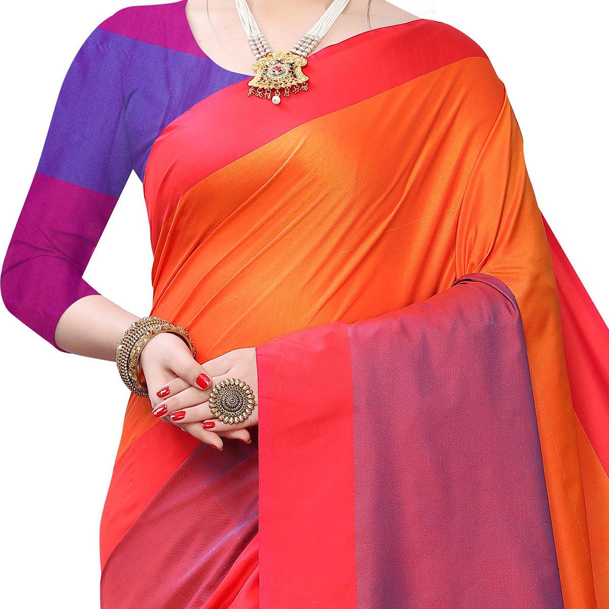 Imposing Orange Colored Festive Wear Woven Sana Silk Saree - Peachmode