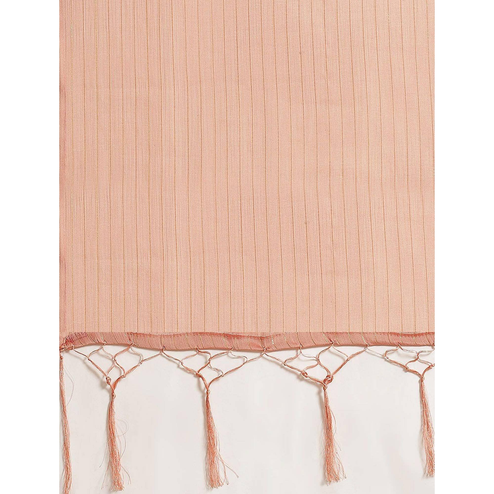 Imposing Peach Colored Casual Wear Printed Poly Georgette Saree - Peachmode