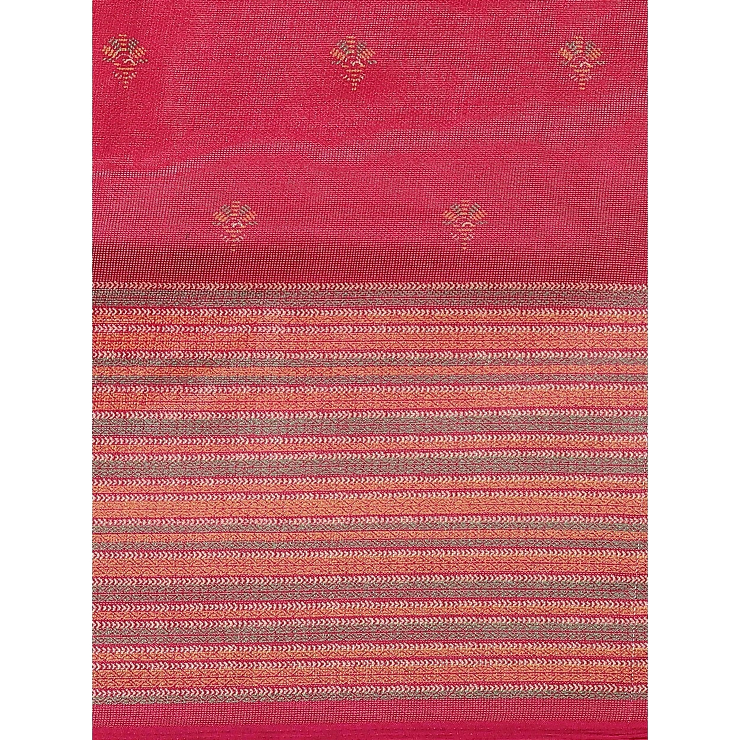 Imposing Pink Colored Casual Wear Printed Jute Silk Saree - Peachmode