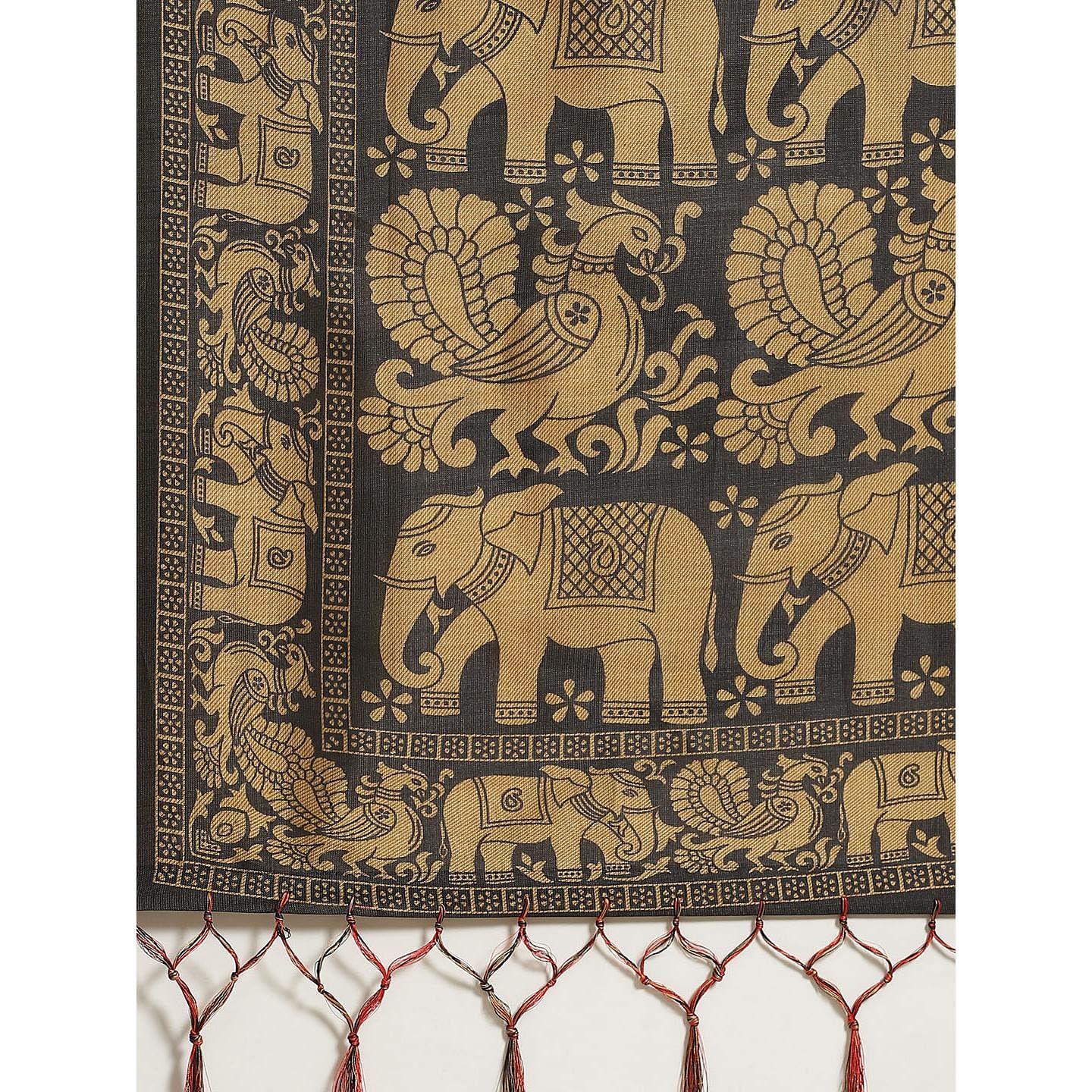 Imposing Red Colored Casual Wear Printed Art Silk Saree - Peachmode
