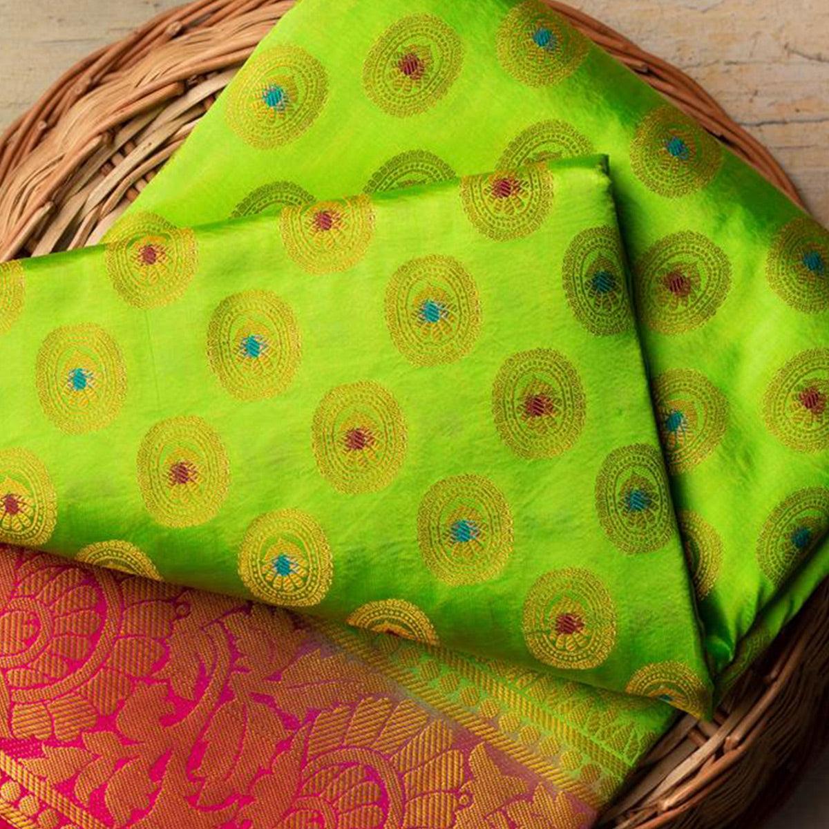 Impressive Green Colored Festive Wear Woven Art Silk Saree - Peachmode