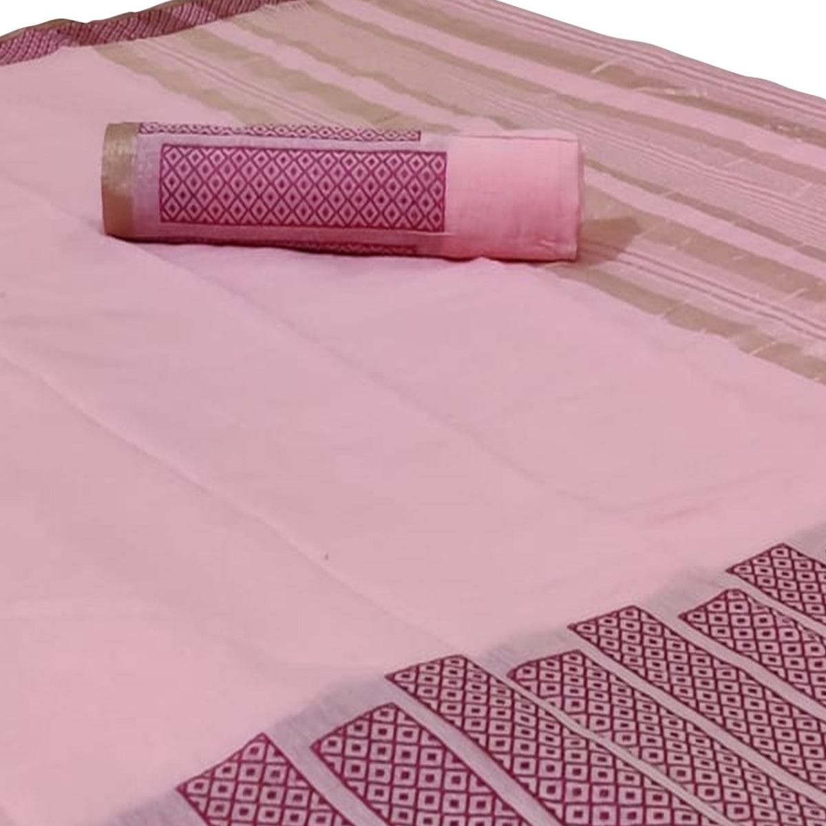 Impressive Light Pink Colored Festive Wear Woven Silk Saree - Peachmode
