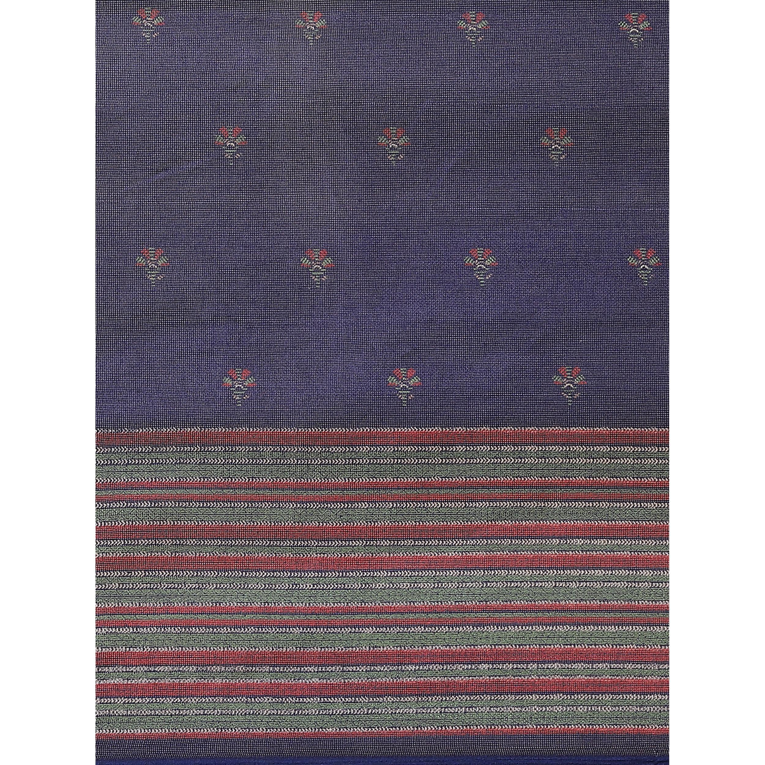Impressive Navy Blue Colored Casual Wear Printed Jute Silk Saree - Peachmode
