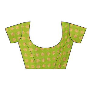 Impressive Off White-Olive Green Colored Festive Wear Mysore Silk Saree - Peachmode