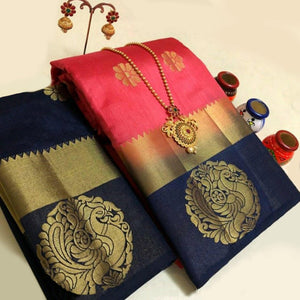 Impressive Pink Colored Festive Wear Woven Art Silk Saree - Peachmode