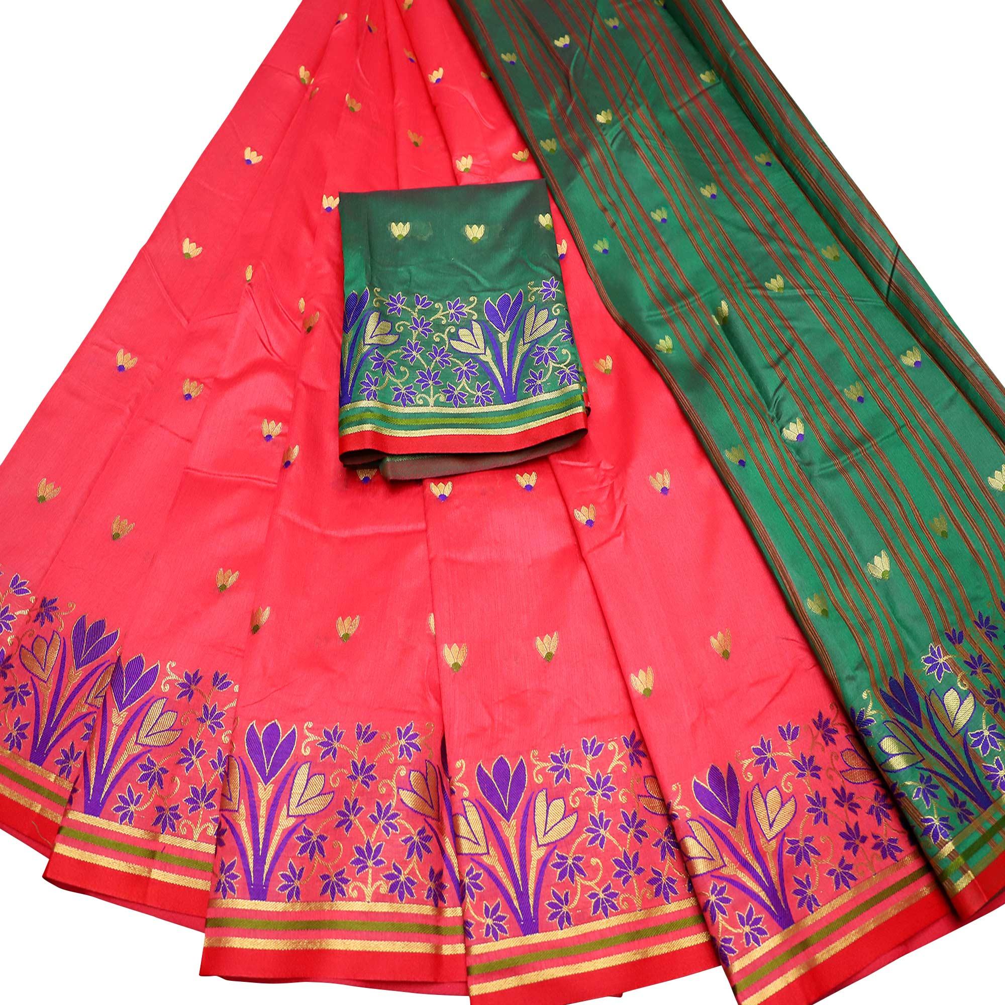 Impressive Pink Colored Festive Wear Woven Art Silk Saree - Peachmode
