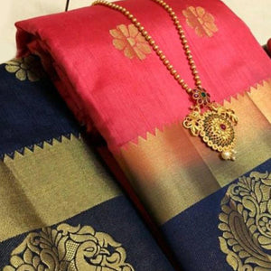 Impressive Pink Colored Festive Wear Woven Art Silk Saree - Peachmode