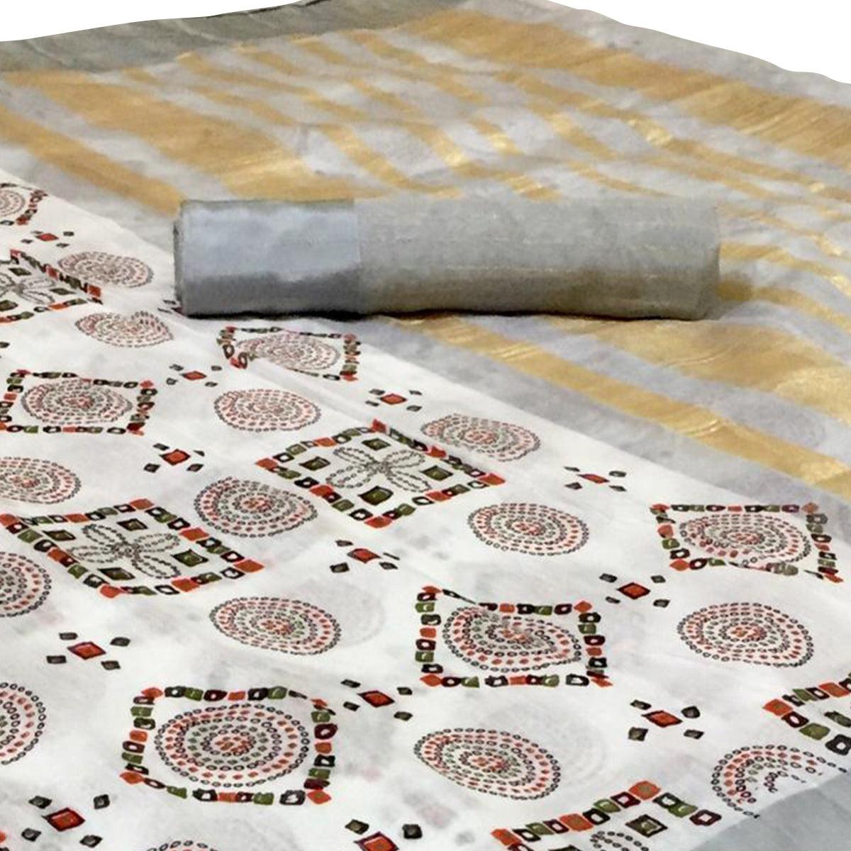 Impressive White Colored Festive Wear Woven Silk Saree - Peachmode