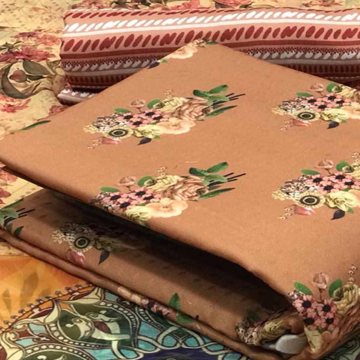 Innovative Beige Colored Casual Wear Printed Pashmina Dress Material - Peachmode