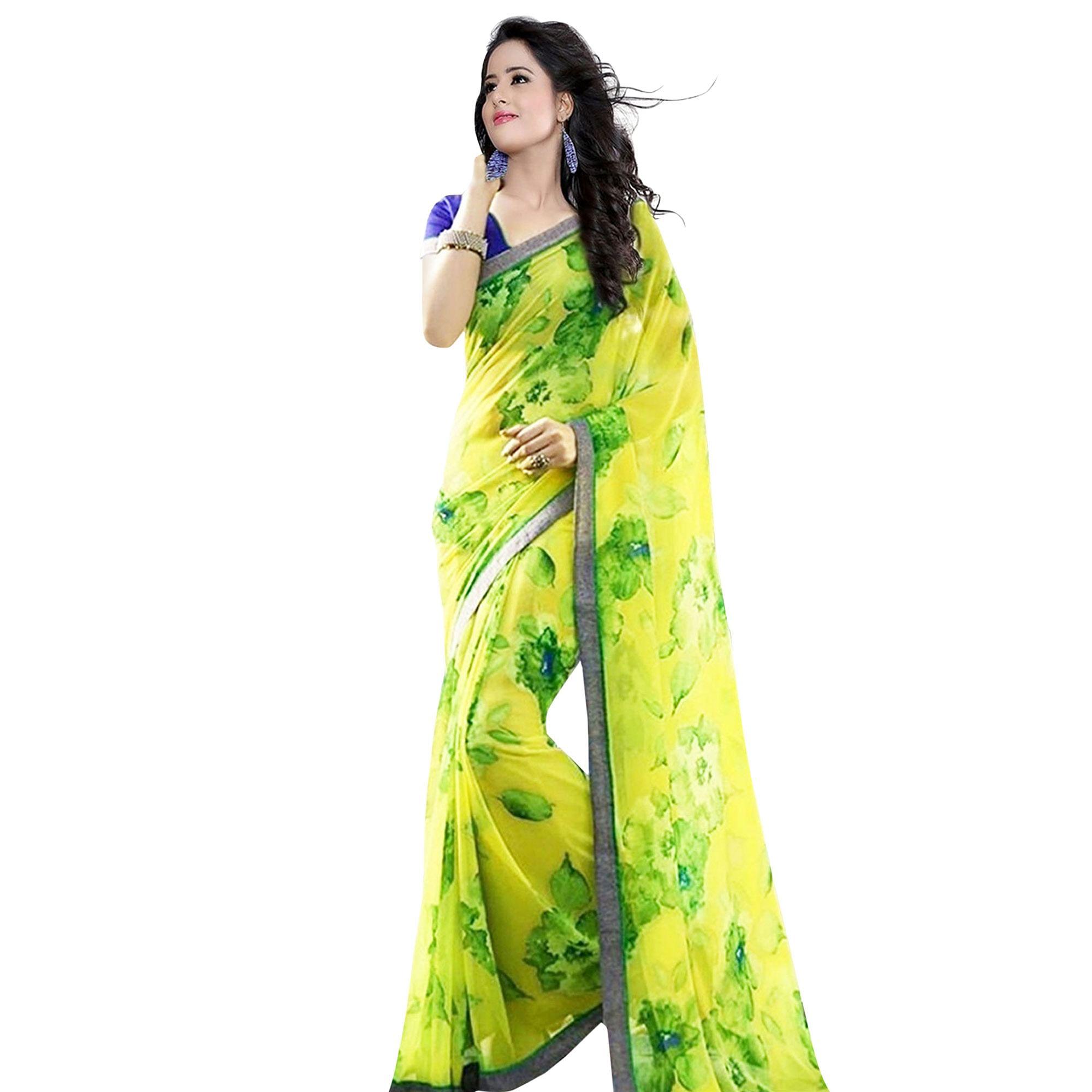 Innovative Casual Printed Georgette Saree - Pack of 2 - Peachmode