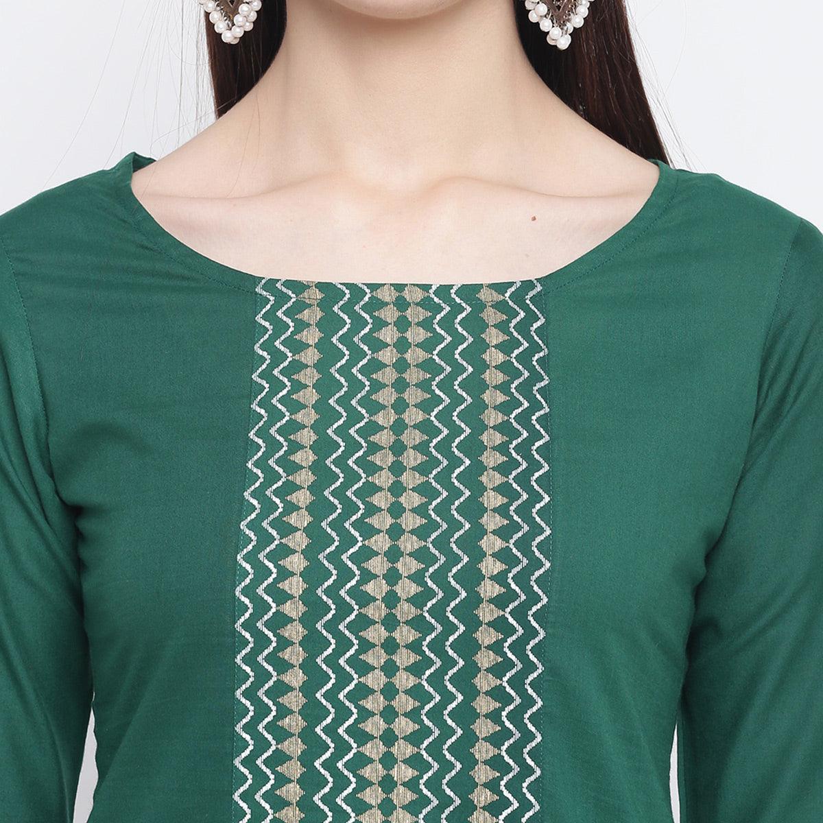 Innovative Green Colored Casual Wear Printed Cotton Kurti - Peachmode