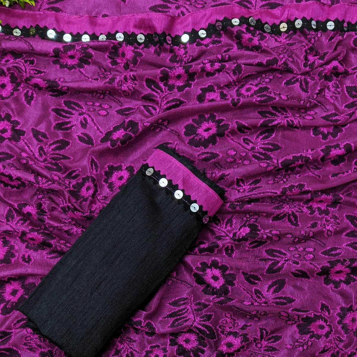 Innovative Magenta Colored Festive Wear Floral Woven Art Silk Saree - Peachmode