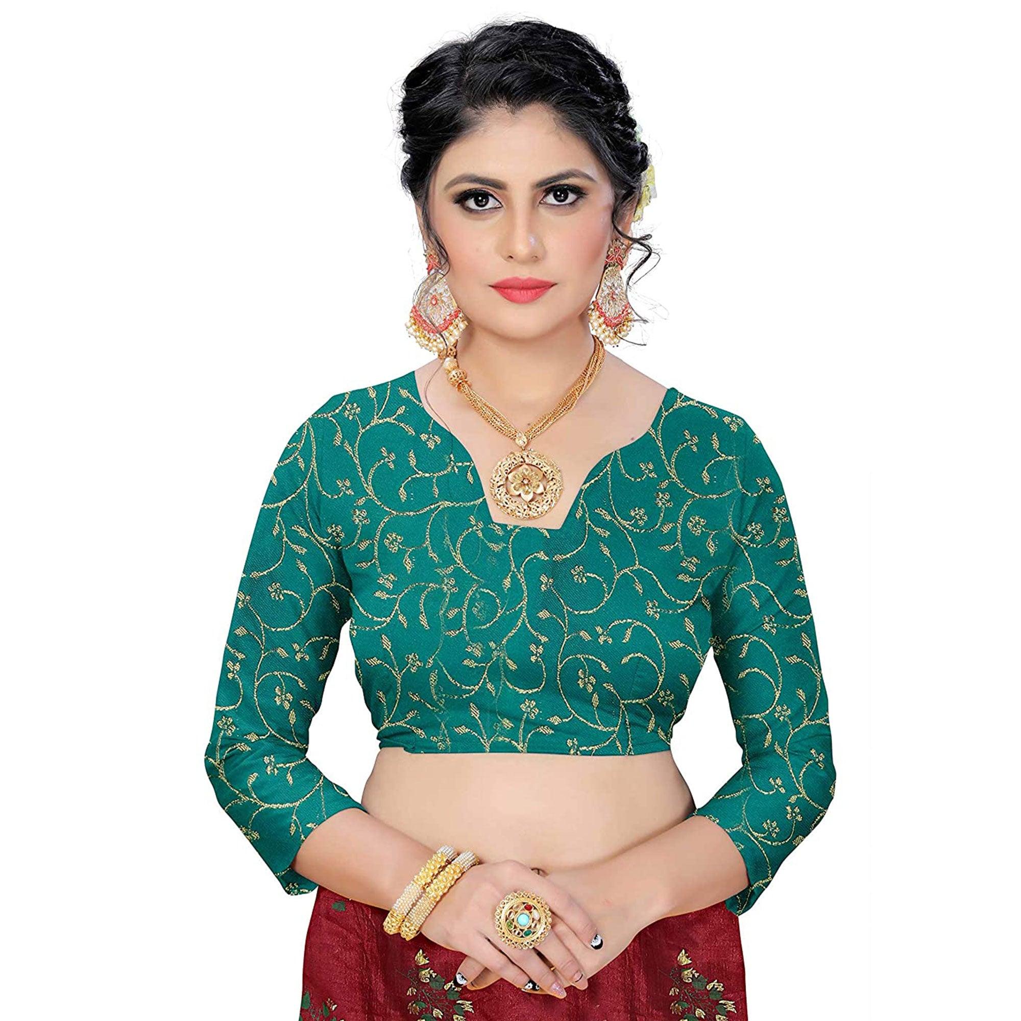 Innovative Maroon Colored Partywear Foil Work Printed Art Silk Saree - Peachmode