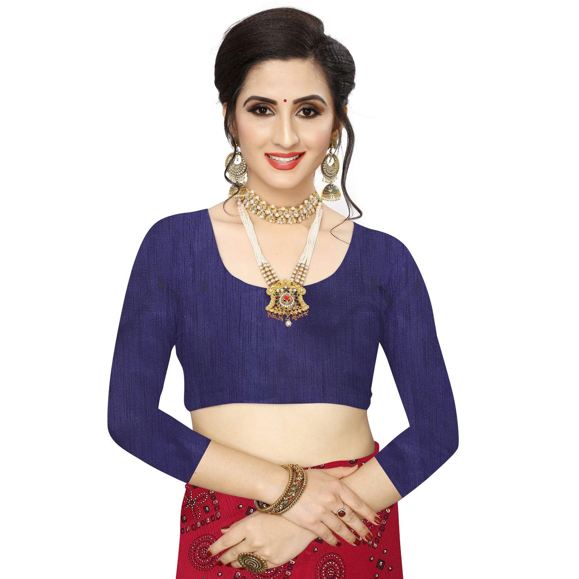 Innovative Red Colored Casual Wear Printed Art Silk Saree - Peachmode