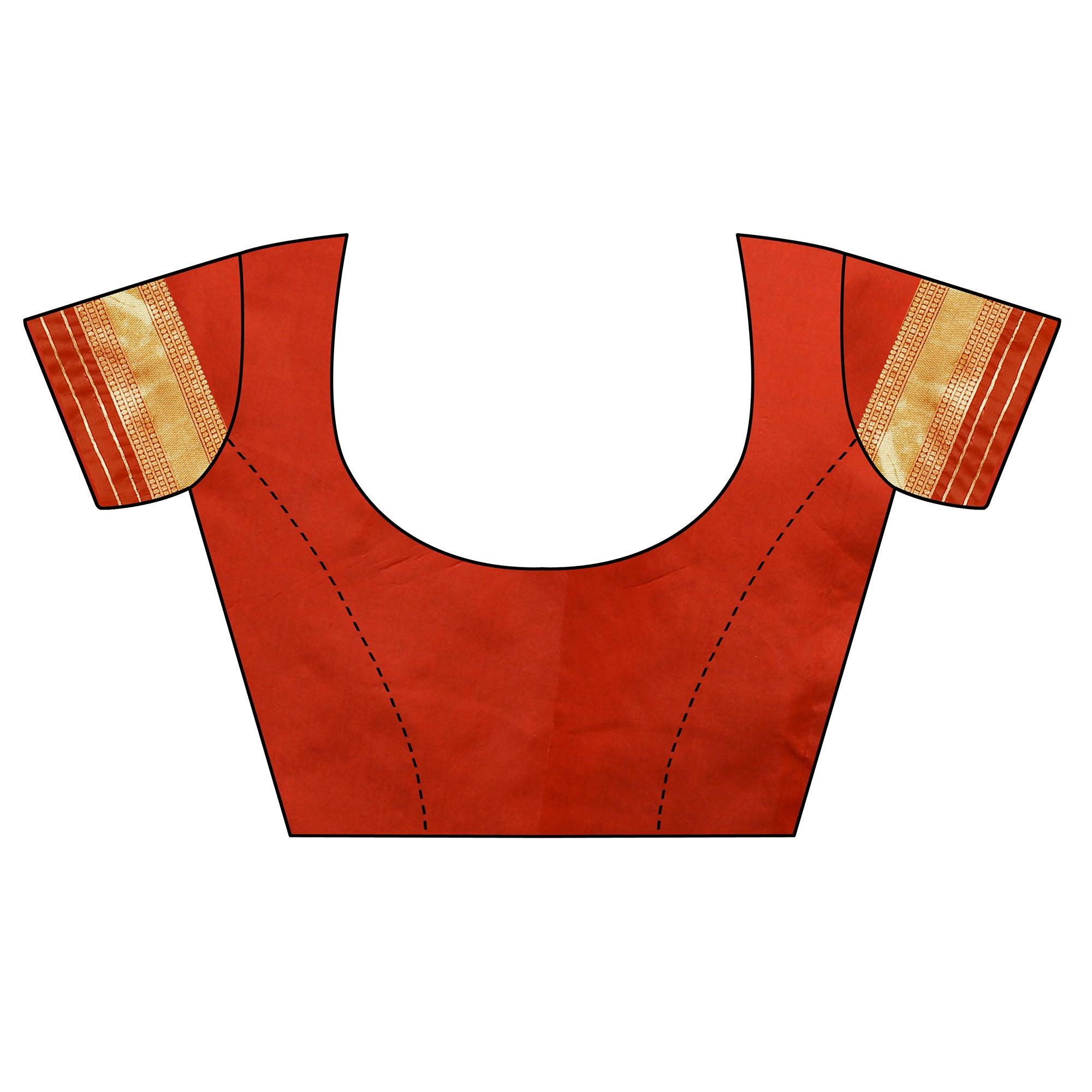 Innovative Red Colored Festive Wear Woven Banarasi Silk Saree - Peachmode