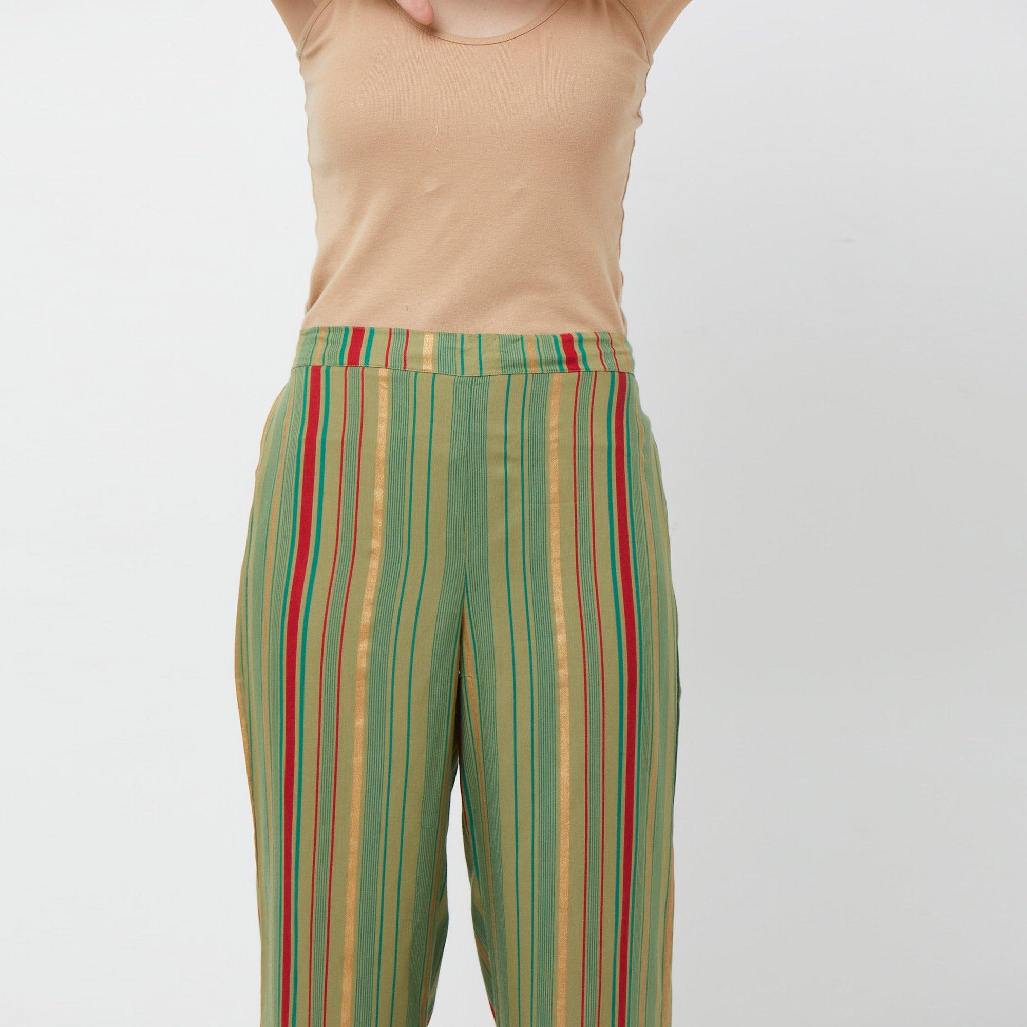 Intricate Mint Green Colored Casual Floral Printed Cotton Kurti-Palazzo Set - Peachmode