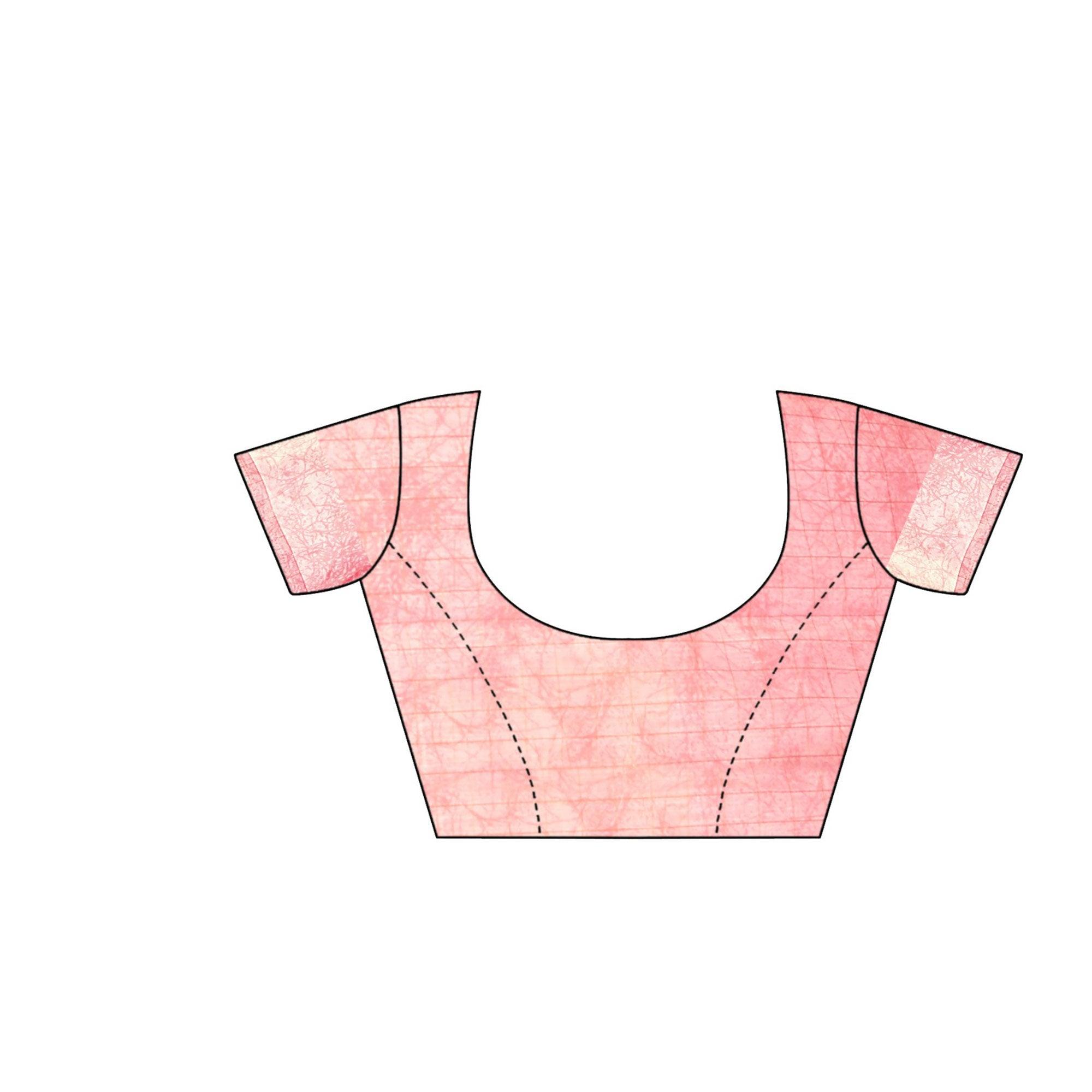 Intricate Pink Colored Casual Wear Printed Cotton Saree - Peachmode