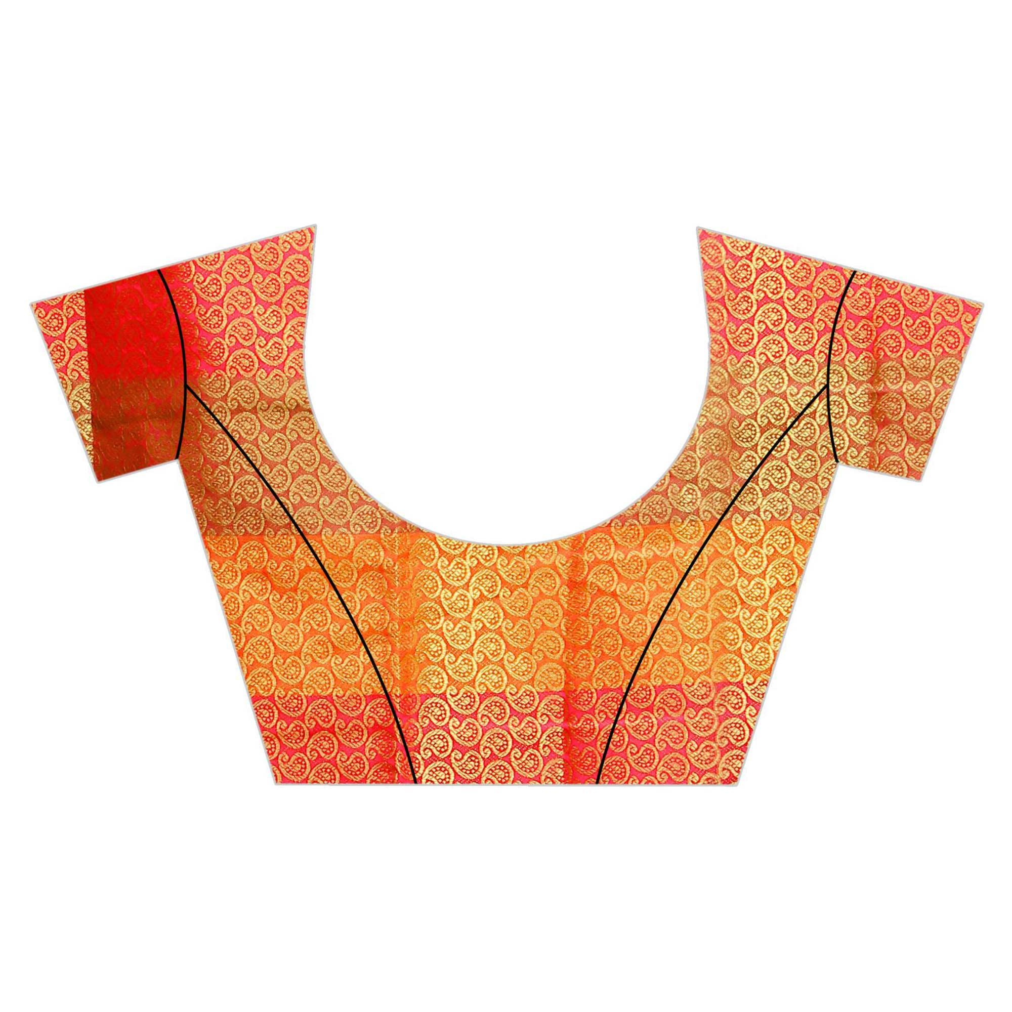 Intricate Pink-Multi Colored Festive Wear Woven Work Art Silk Saree - Peachmode