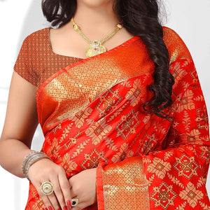 Intricate Red Colored Festive Wear Woven Silk Saree - Peachmode