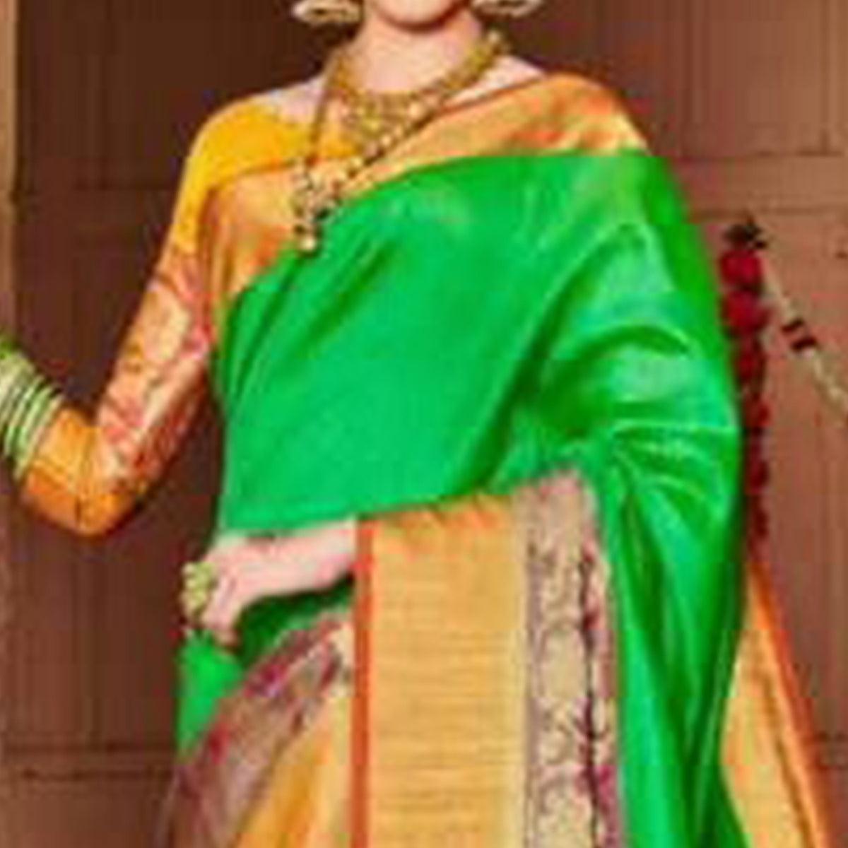 Jazzy Green Colored Festive Wear Woven Art Silk Saree - Peachmode