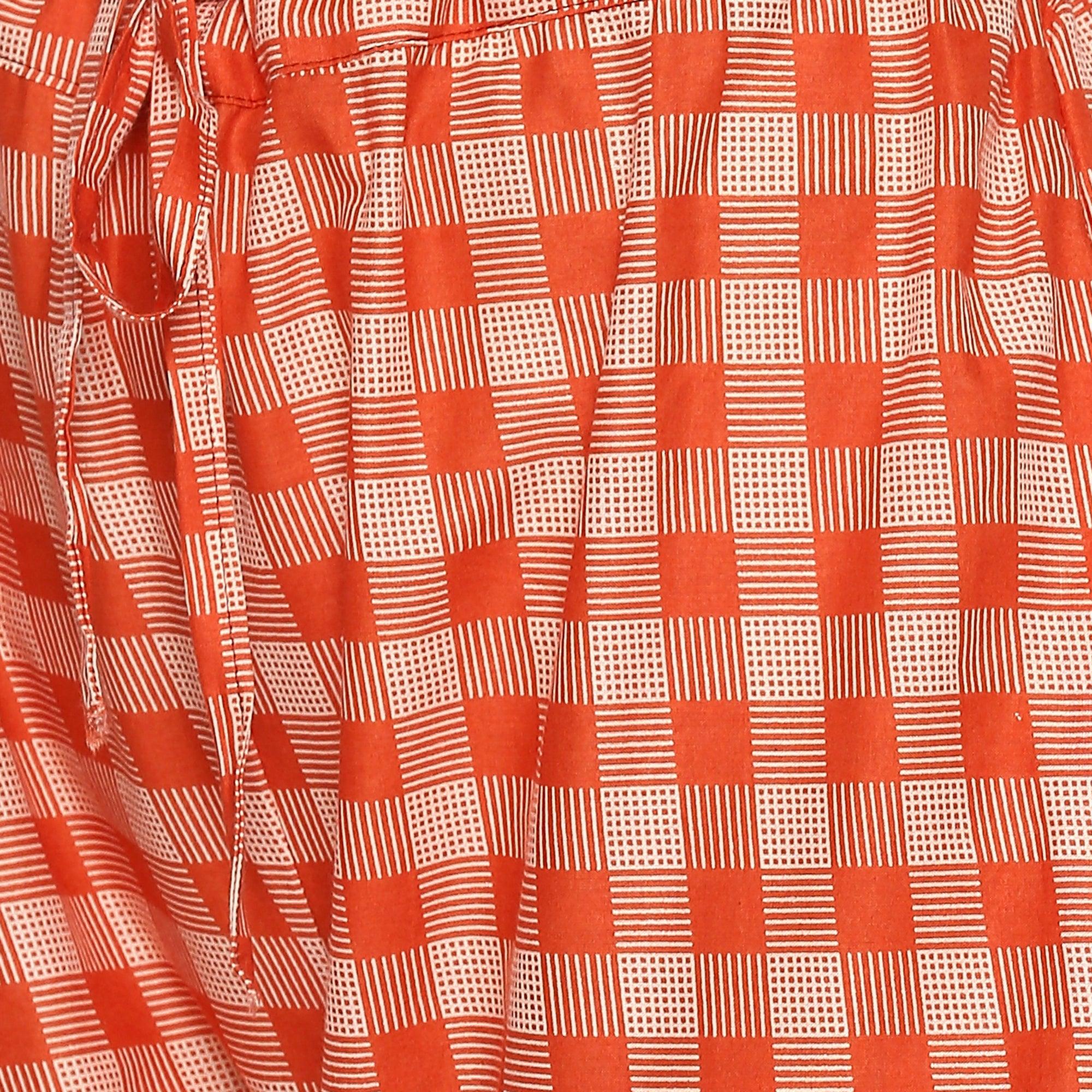 Jazzy Peach Colored Casual Wear Printed Cotton Kurti-Pant Set - Peachmode