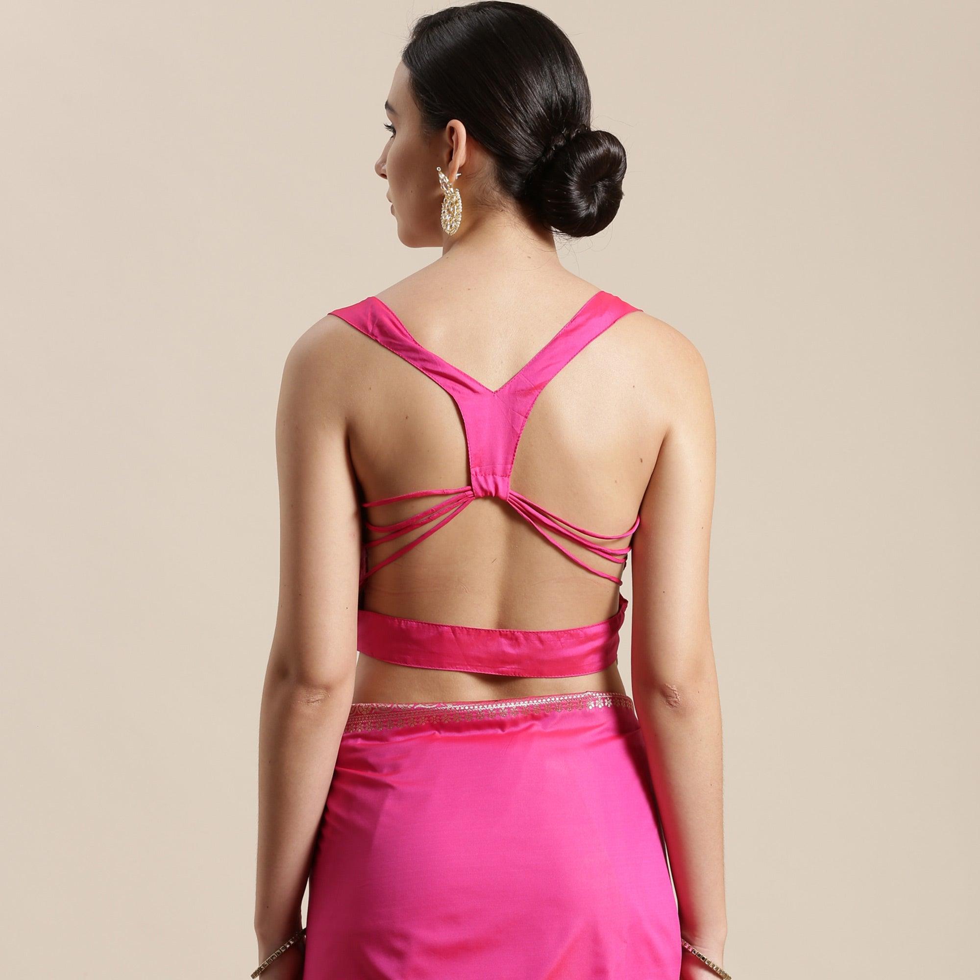 Jazzy Pink Colored Festive Wear Silk Blend Woven Floral Saree With Tassels - Peachmode