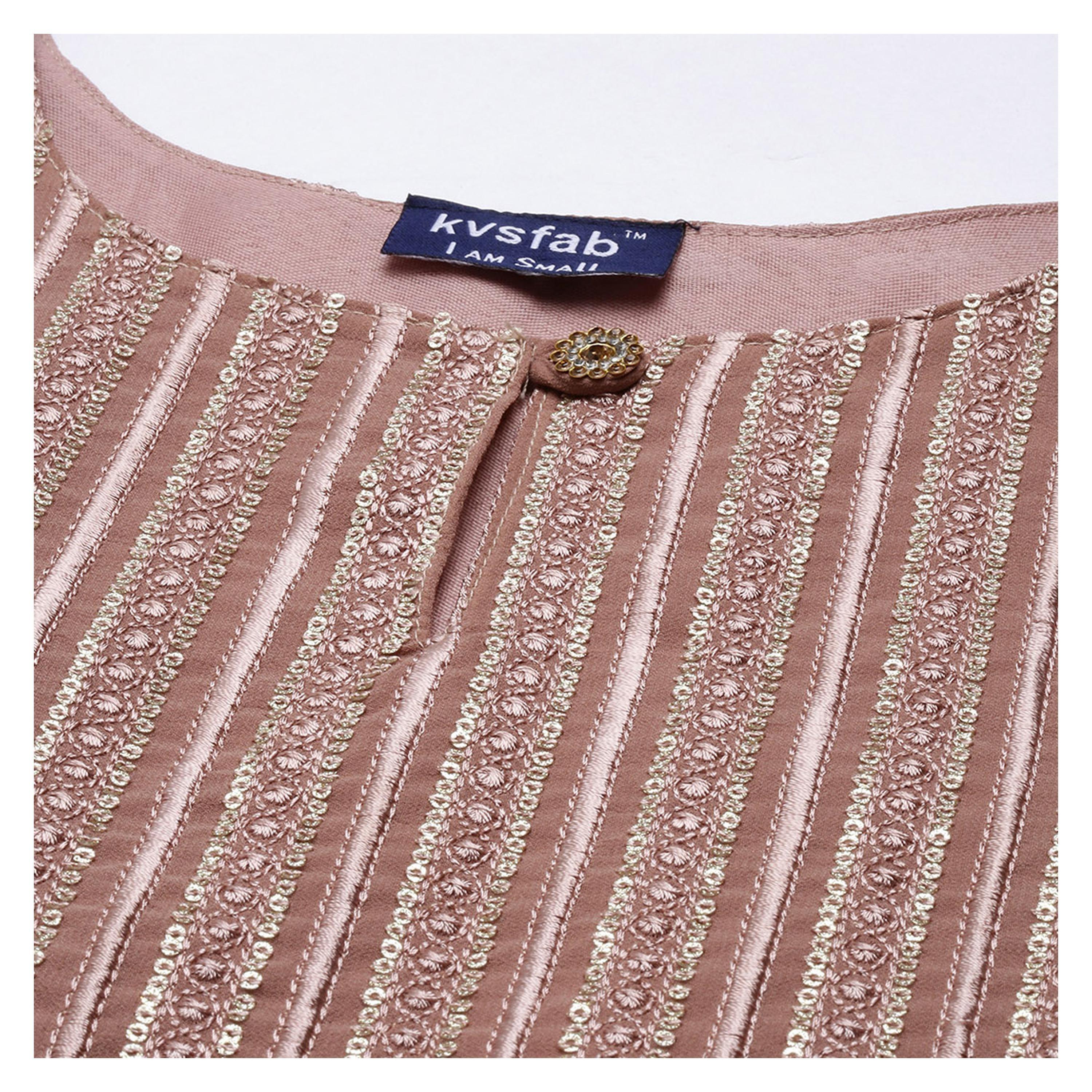 Kvsfab - Tortilla (Brown ) Festive Wear Sequins & Embroidered work Georgette Kurti - Peachmode