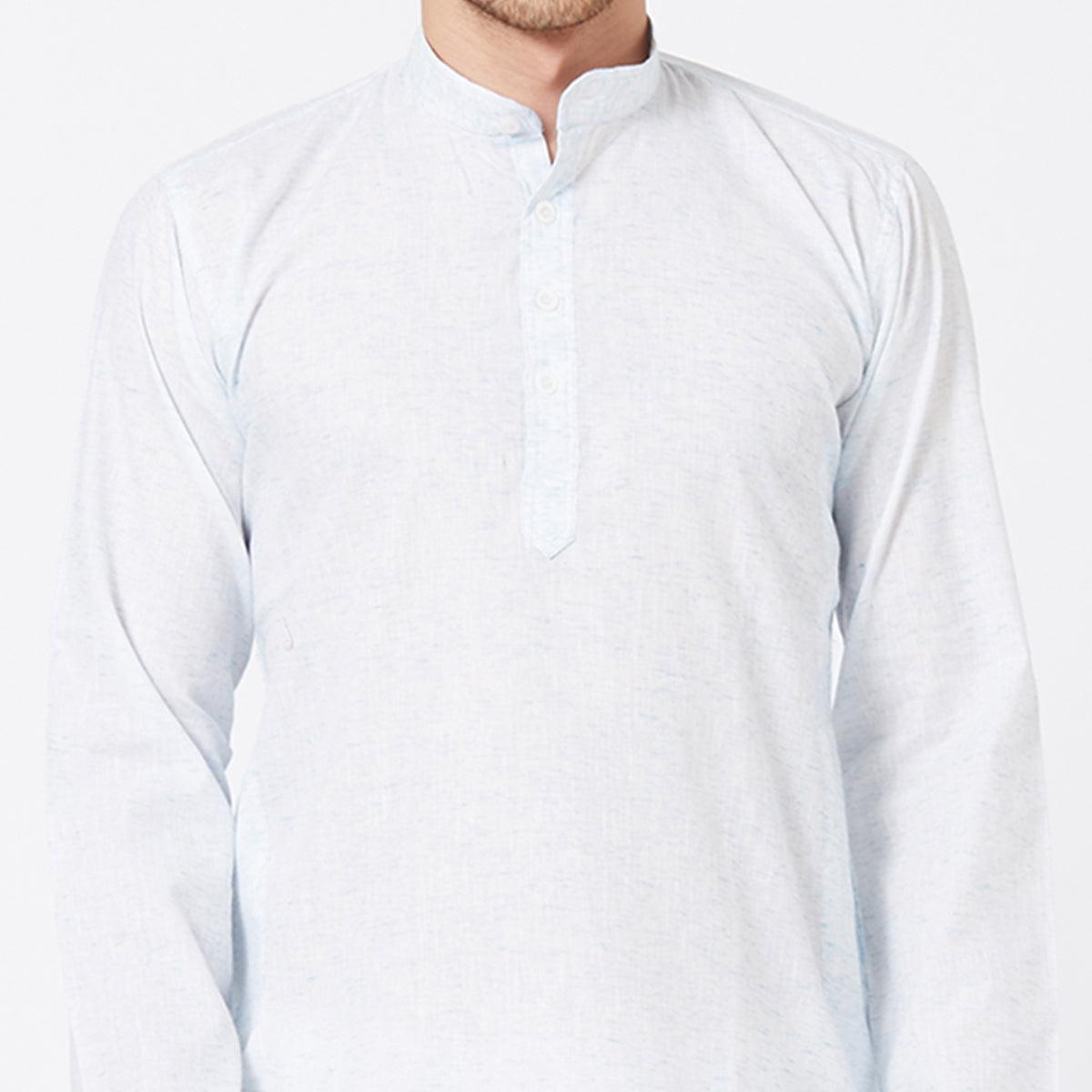 Light Blue Solid Pure Cotton Kurta - Peachmode