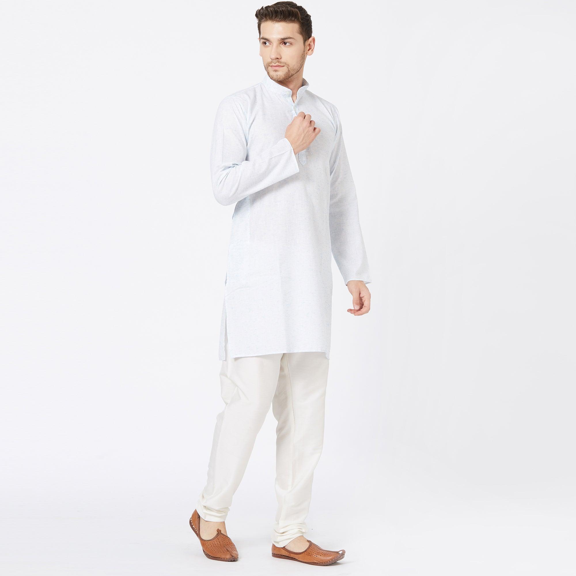 Light Blue Solid Pure Cotton Kurta - Peachmode