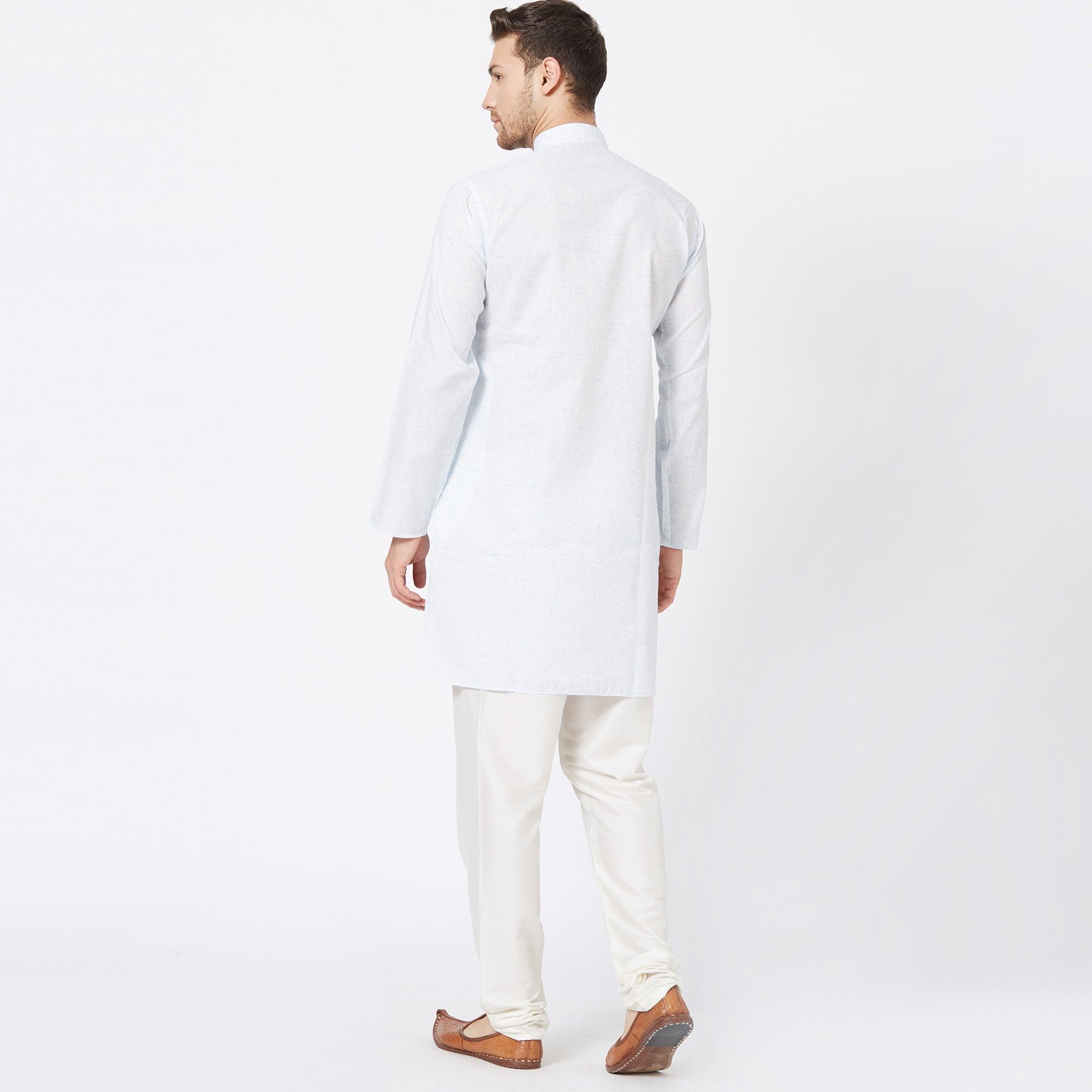 Light Blue Solid Pure Cotton Kurta - Peachmode