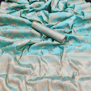 Light Firozi Festive Wear Zari Woven Art Silk Saree - Peachmode