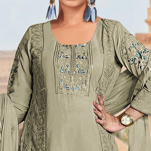 Light Green Embroidered Georgette Pakistani Suit - Peachmode