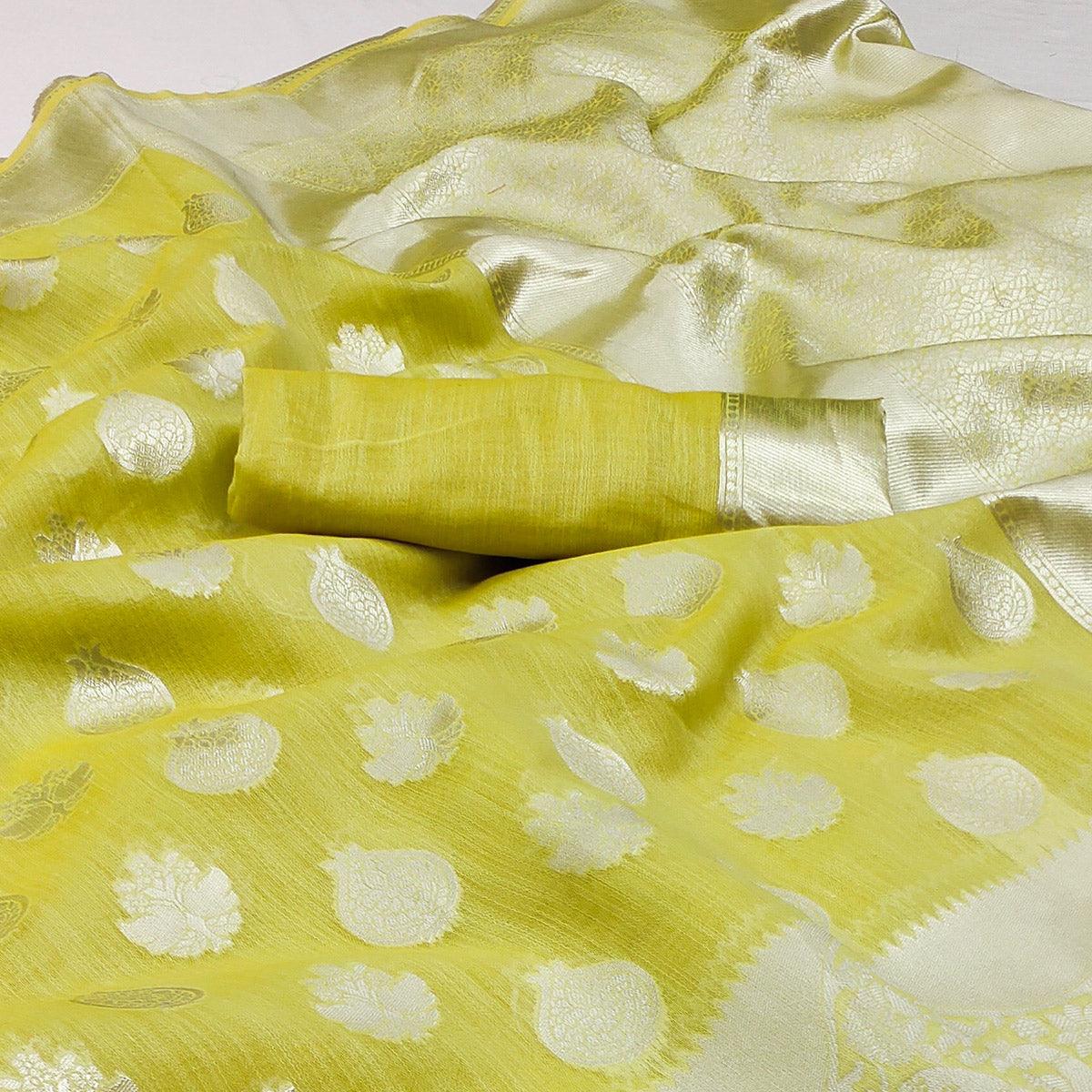 Light Green Festive Wear Woven Banarasi Saree - Peachmode