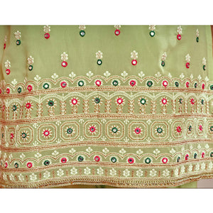 Light Green Partywear Designer Embroidered Faux Georgette Patiyala Suit - Peachmode
