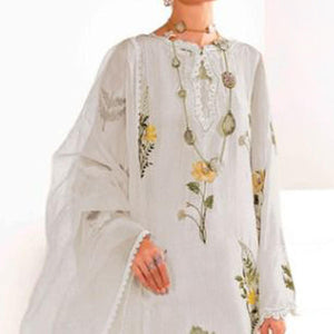 Light Grey Floral Embroidered Georgette Pakistani Suit - Peachmode