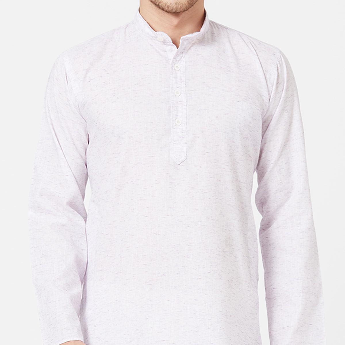 Light Lavender Colored Festive Wear Cotton Kurta - Peachmode