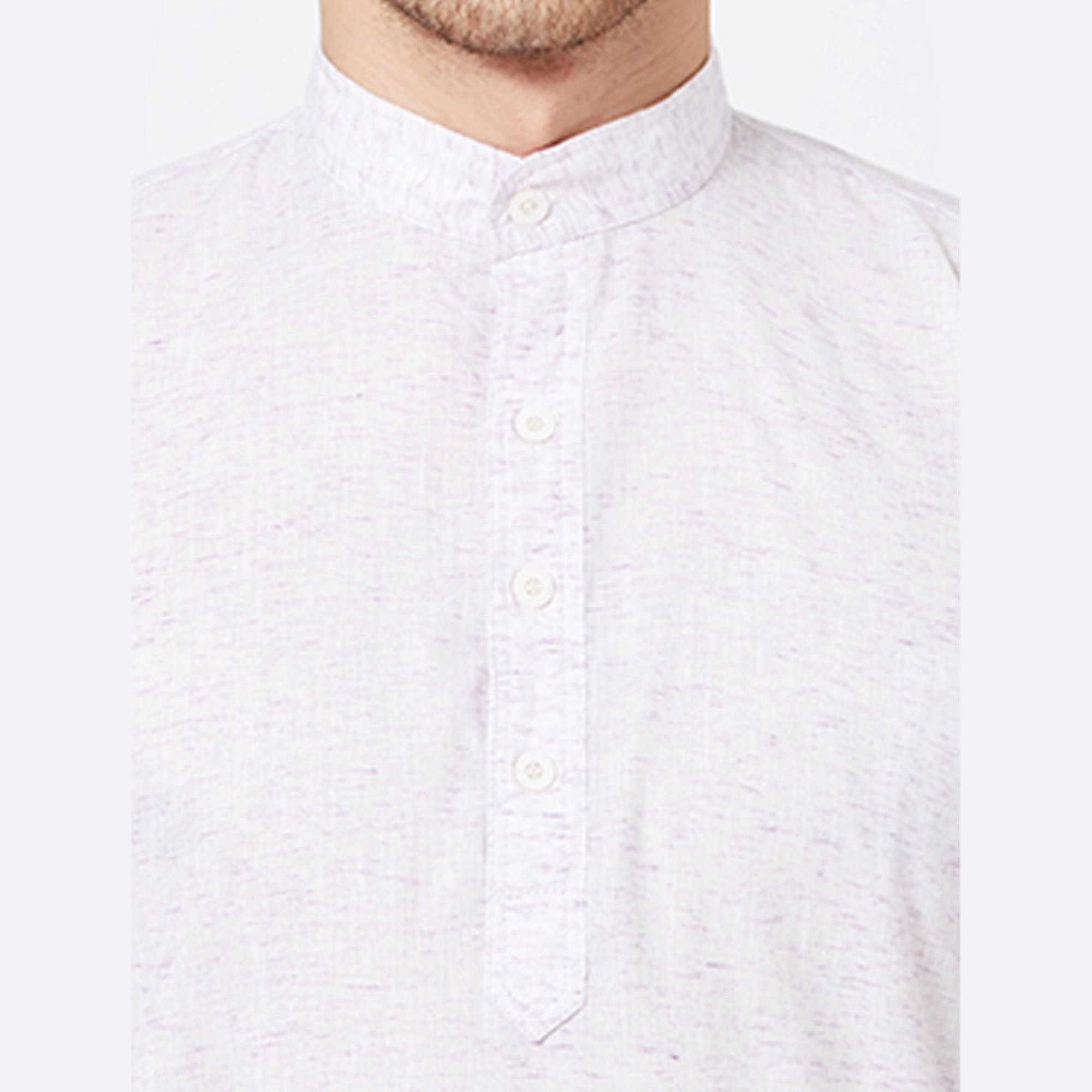 Light Lavender Colored Festive Wear Cotton Kurta - Peachmode