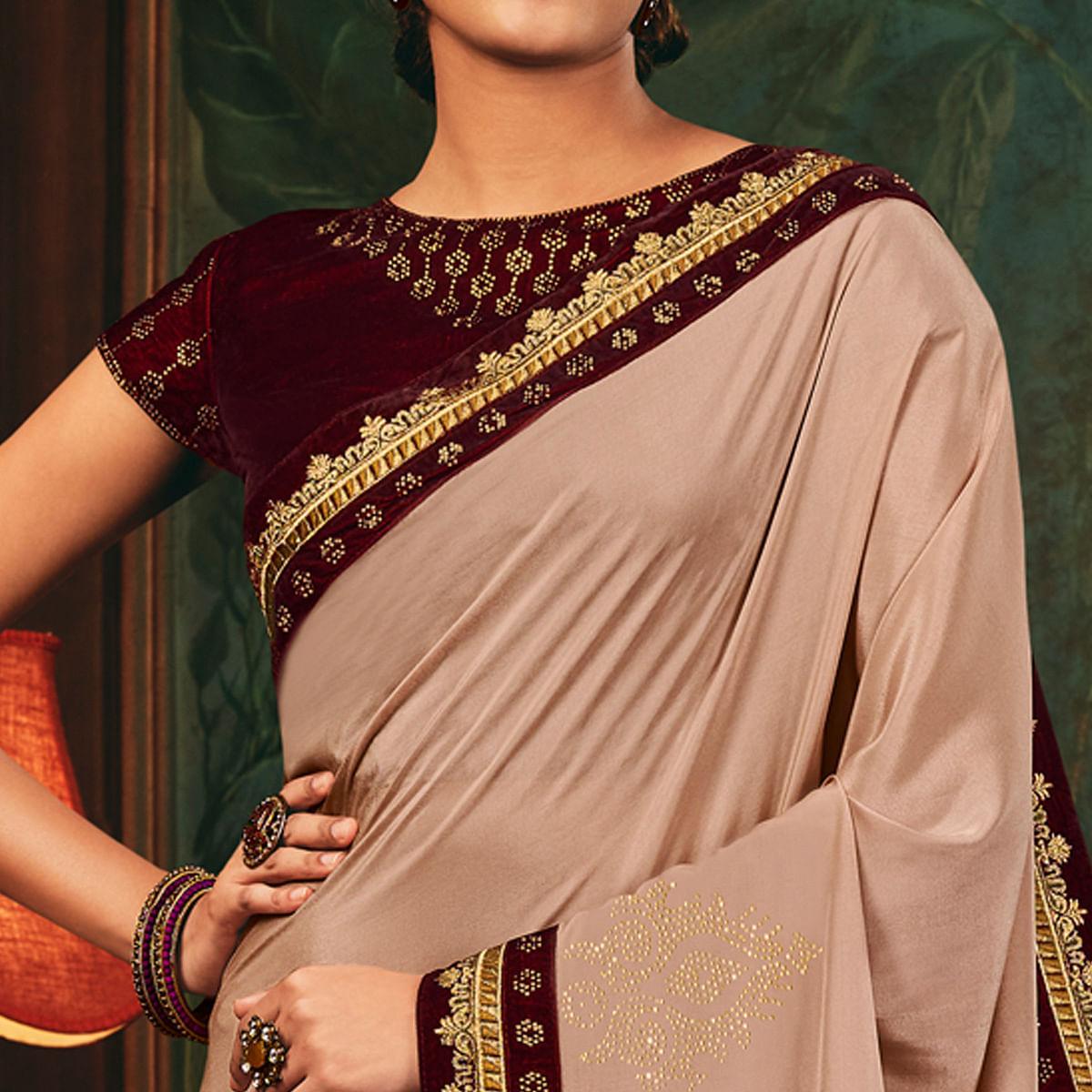 Light Mauve Festive Wear Woven Silk Saree - Peachmode