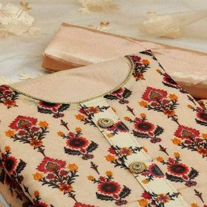Light Orange Casual Wear Digital Printed Modal Chanderi  Dress Material - Peachmode