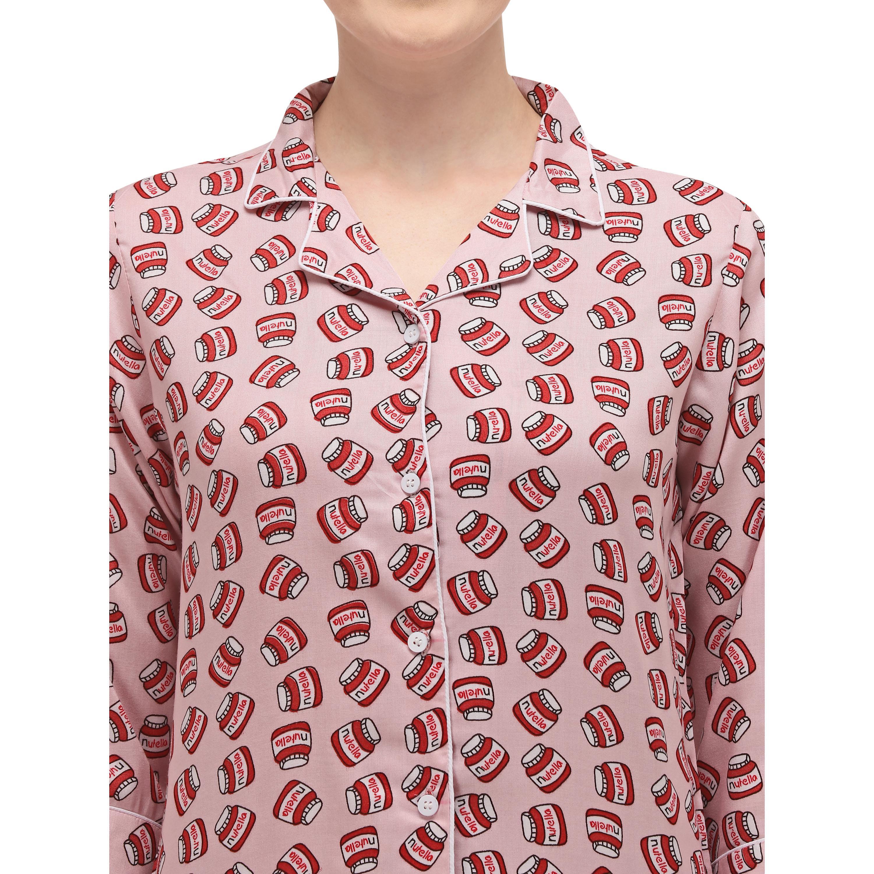 Light pink Casual Wear Printed Rayon Night Suit - Peachmode