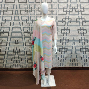 Light Pink Printed With Sequence Embroidered Pure Cotton Salwar Suit - Peachmode