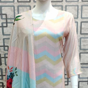 Light Pink Printed With Sequence Embroidered Pure Cotton Salwar Suit - Peachmode