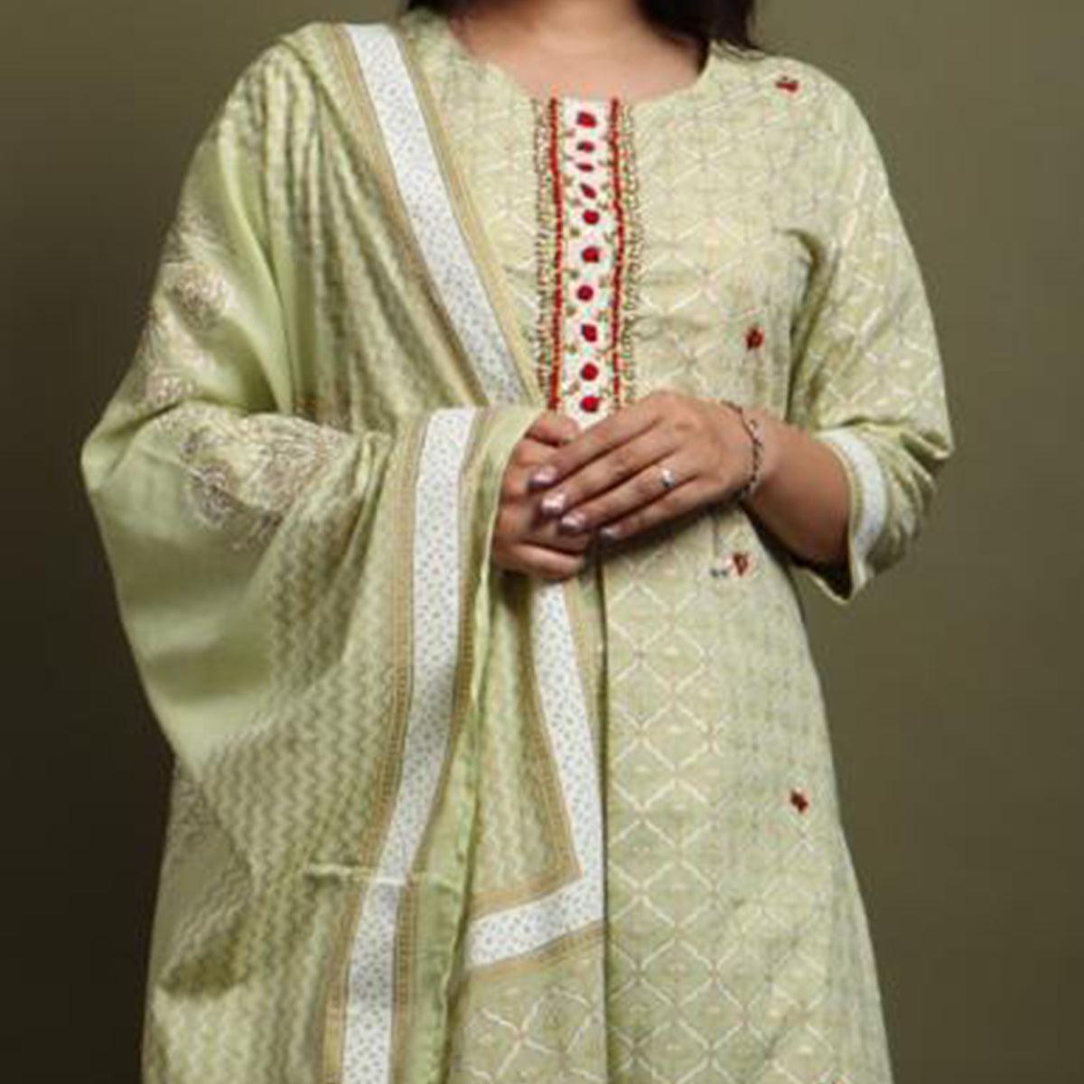 Large Olive Green Printed Cotton Kurti Pant Set, Machine Wash at Rs 500/set  in Jetpur